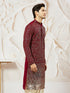 Men's Maroon Georgette Zari With Sequins Worked Kurta